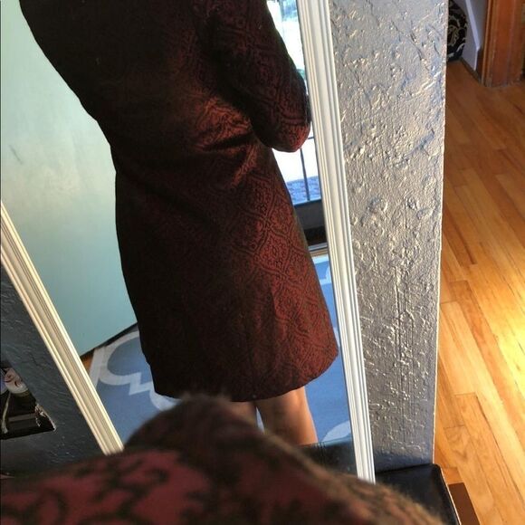 Nanette Lepore Vintage 2 Pc Shift Dress Suit Acetate/Acrylic Burgundy Sz 4 - Picture 9 of 14